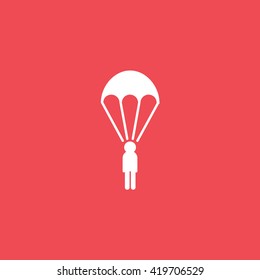 Parachute Flat Icon On Red Background