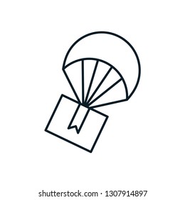 parachute flying with box delivery service