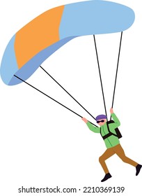 parachute flying in sky cartoon flat stryle vector
