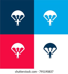 parachute four color material and minimal icon logo set in red and blue