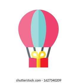 Parachute Gift box vector illustration, flat design icon
