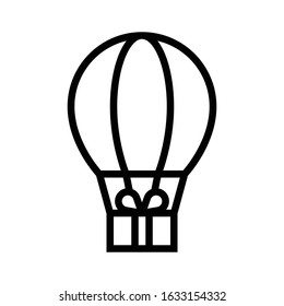 Parachute Gift box vector illustration, line design icon