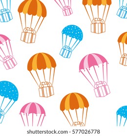 parachute with giftbox present isolated icon