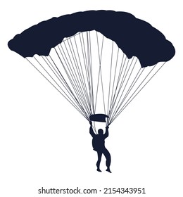 Parachute Gliding Silhouette. High quality vector