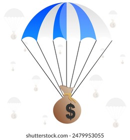 parachute gradient icon. money distribution with parachute concept. Vector illustration