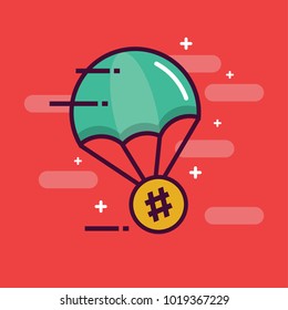 Parachute with Hash Symbol Hashtag Delivery Concept