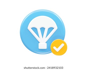  Parachute icon 3d illustration 3d rendering element