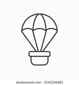 Parachute icon in black outlined and solid.