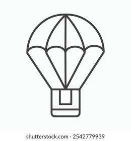 Parachute icon in black and white outlined stroke