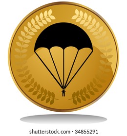 moneda de icono de paracaídas