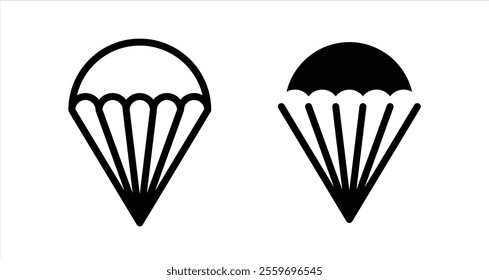 Parachute Icon collection in filled and stroke style.