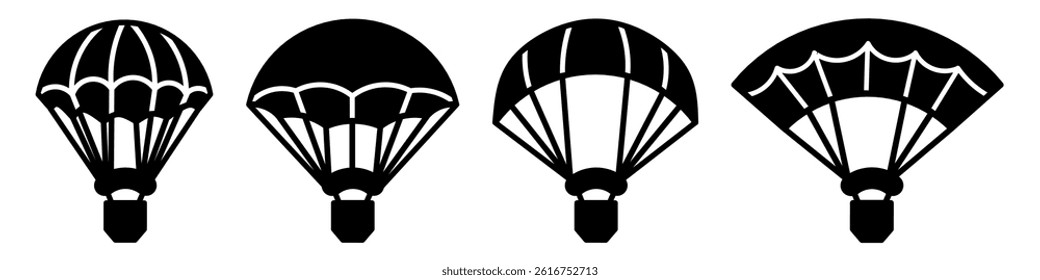Parachute icon collection. Stock vector illustration.