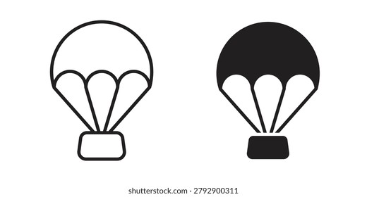 Parachute icon design. Editable outlined stroke and solid symbols