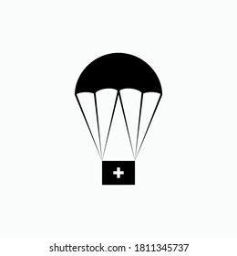 Fallschirmsymbol. Die Hilfe wird aus dem Plane Symbol gestrichen - als einfacher Vektorgrafik, als Design- und Website-Zeichen, als Präsentation oder als Anwendung. 