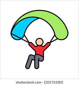 icono del paracaídas. icono de paracaídas de línea de alta calidad, ilustración vectorial en fondo blanco