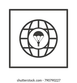 Parachute icon,  isolated. Flat  design.