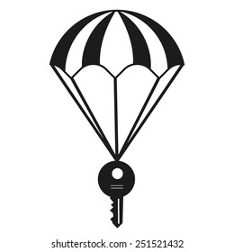 Parachute icon with key black vector