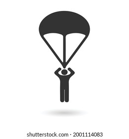 Icono de paracaídas, logotipo aislado en fondo blanco.