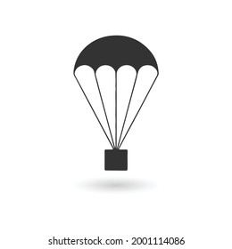 Icono de paracaídas, logotipo aislado en fondo blanco.
