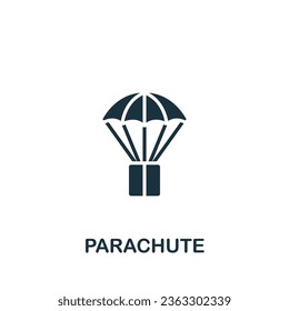 Parachute icon. Monochrome simple sign from transportation collection. Parachute icon for logo, templates, web design and infographics.
