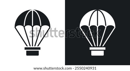 Parachute icon pack in black color.