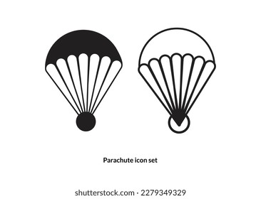 Parachute icon set. isolated on white background.