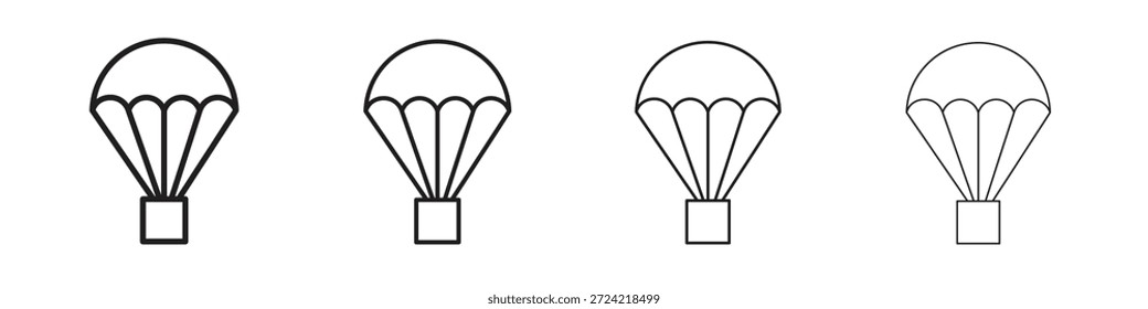 Conjunto de iconos de paracaídas Vector eps10. ilustración, Plantilla de pictograma de símbolo de logotipo