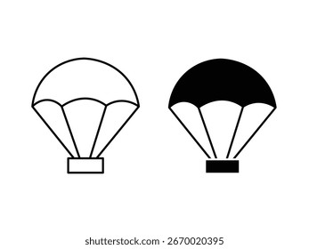 Vector del sistema del icono del paracaídas aislado en el fondo blanco