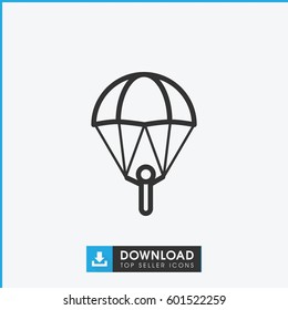 parachute icon. simple outline parachute vector icon. on white background.