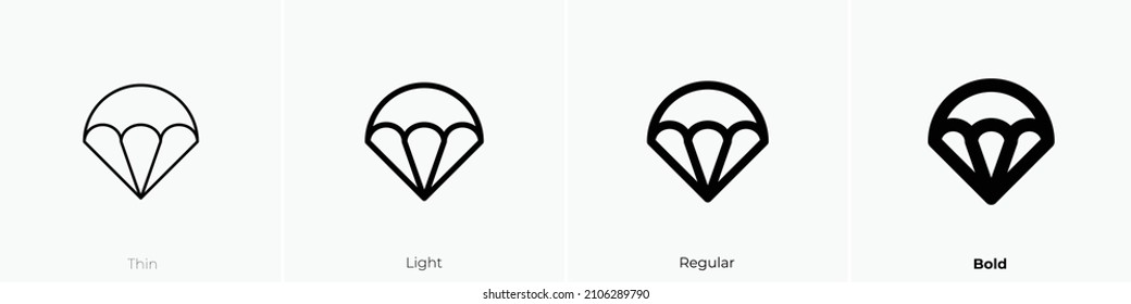 parachute icon. Thin, Light Regular And Bold style design isolated on white background