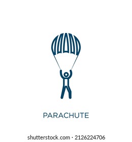 parachute icon. Thin linear parachute outline icon isolated on white background. Line vector parachute sign, symbol for web and mobile