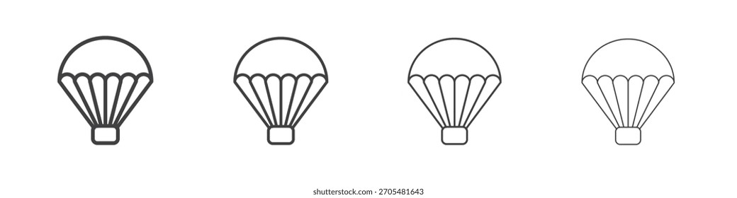 Parachute icon vector collection, illustration logo template in trendy thin line editable strokes style.