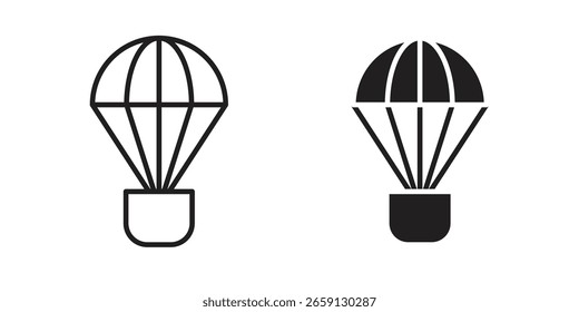 Vector de icono de paracaídas editable. conjunto de Vectores negros
