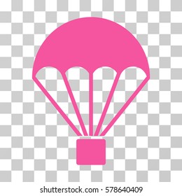 Parachute icon. Vector illustration style is flat iconic symbol, pink color, transparent background. Designed for web and software interfaces.