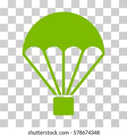 Parachute icon. Vector illustration style is flat iconic symbol, eco green color, transparent background. Designed for web and software interfaces.