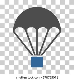 Parachute icon. Vector illustration style is flat iconic bicolor symbol, cobalt and gray colors, transparent background. Designed for web and software interfaces.
