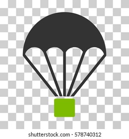 Parachute icon. Vector illustration style is flat iconic bicolor symbol, eco green and gray colors, transparent background. Designed for web and software interfaces.