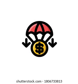 Icono de paracaídas , Ilustraciones vectoriales.