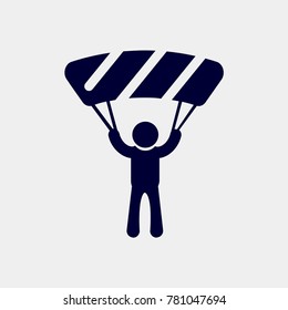 parachute icon, Vector ilustration. action icon vector