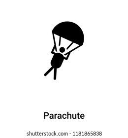 Parachute icon vector isolated on white background, logo concept of Parachute sign on transparent background, filled black symbol