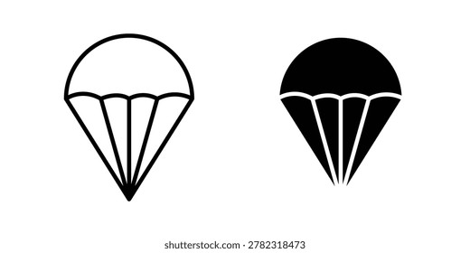 Parachute icon vector template set in black