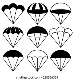 Parachute Icons Set, Vector Illustration