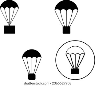 Parachute Icons Set, Vector Illustration