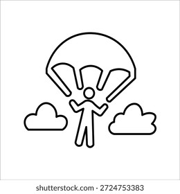 Iconos de paracaídas. Vector de línea simple