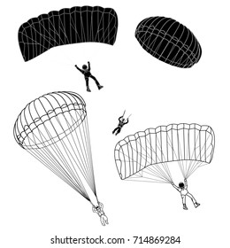 Parachute illustration collection set on white background