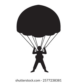 Parachute jump troop soldier silhouette