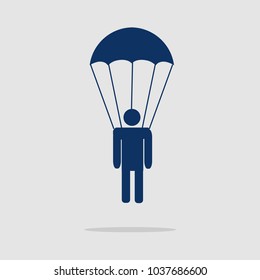 Parachute jumper. flat illustration for design on a gray background, vector