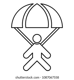 Parachute jumper icon black color outline
