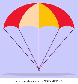 A parachute for launching cargo. The parachute is flying. Illustration in an isolated flat style.
