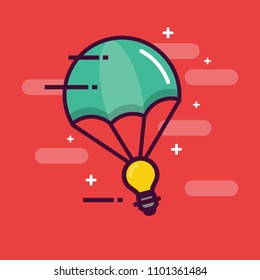 Parachute with Light Bulb Idea Delivery Concept